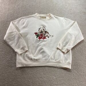 Bit & Bridle Ladies Cream Horse Foal Embroidered Crewneck Sweatshirt Size Large